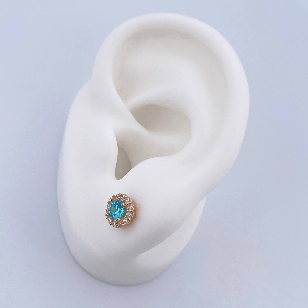 Topos Halo 2.15gr / Circones Blancos Azul Oro Amarillo 18K &