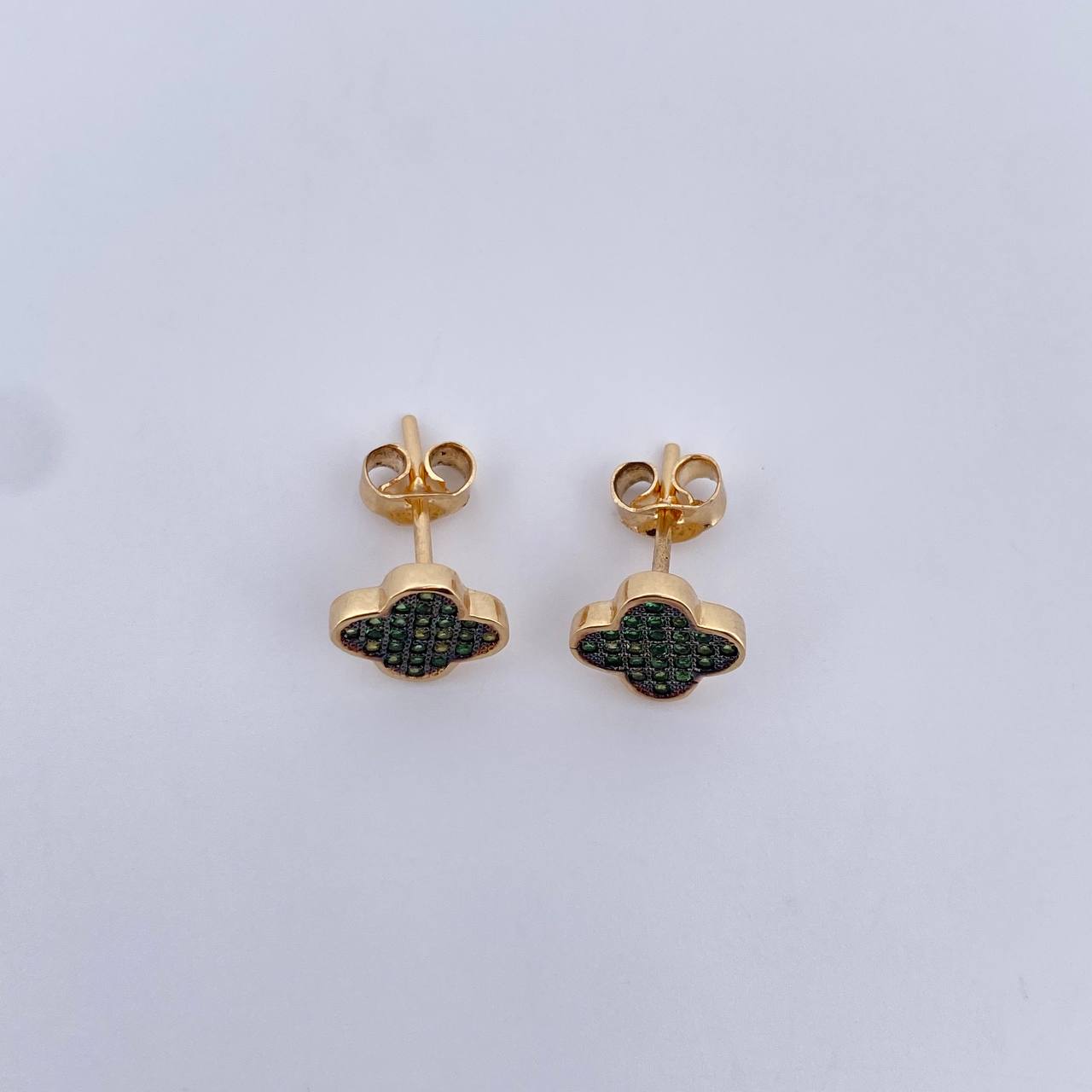 Topos Trebol 2.2gr / Circones Verdes Dos Oros Negro Amarillo 18K &