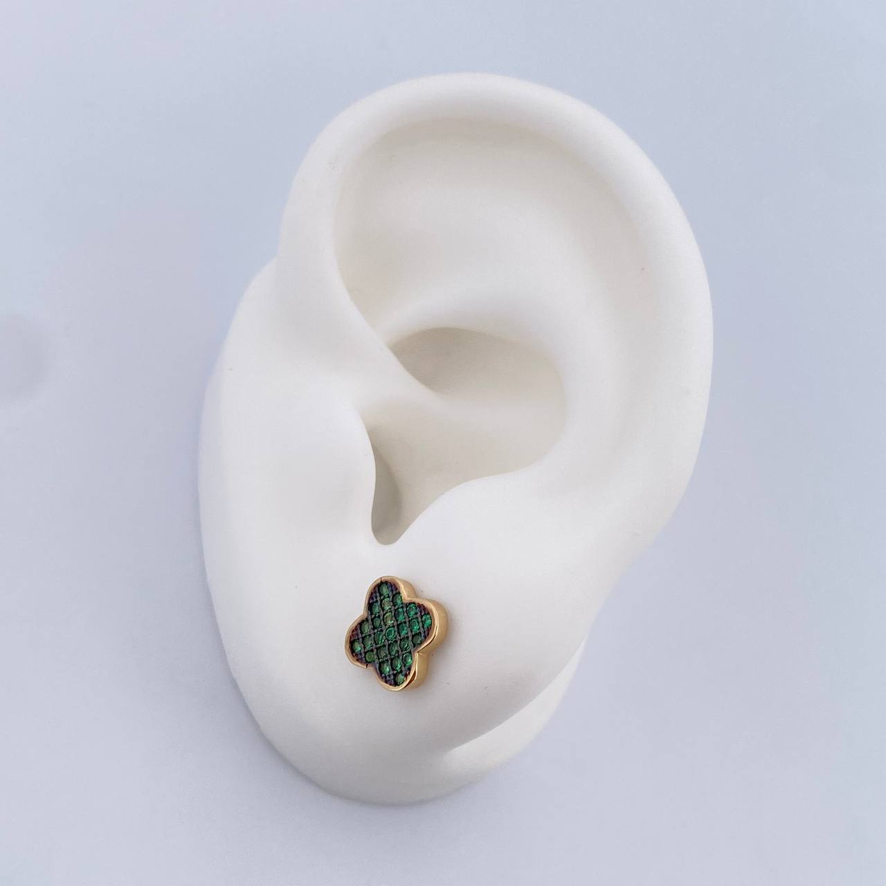 Topos Trebol 2.2gr / Circones Verdes Dos Oros Negro Amarillo 18K &