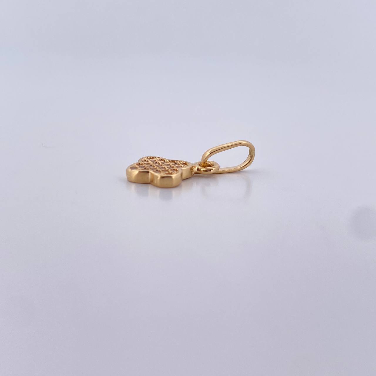 Dije Trebol 1gr / 1.7cm / Circones Blancos  Oro Amarillo 18K &
