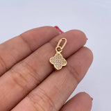 Dije Trebol 1gr / 1.7cm / Circones Blancos  Oro Amarillo 18K &