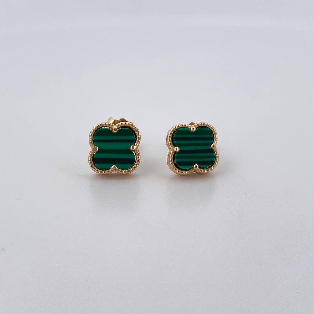 Topos Trebol 2.35gr / Malaquita Verde Oro Amarillo Nac.Esp. 18K &