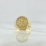 Anillo Sello San Benito 3.75gr / T9 / Borde Texturizado Oro Amarillo 18K