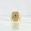 Anillo Sello Cuadro Floreado 3.8gr / T9 1/2 / Oro Amarillo 18K *