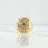 Anillo Sello Cuadro Floreado 3.8gr / T9 1/2 / Oro Amarillo 18K *
