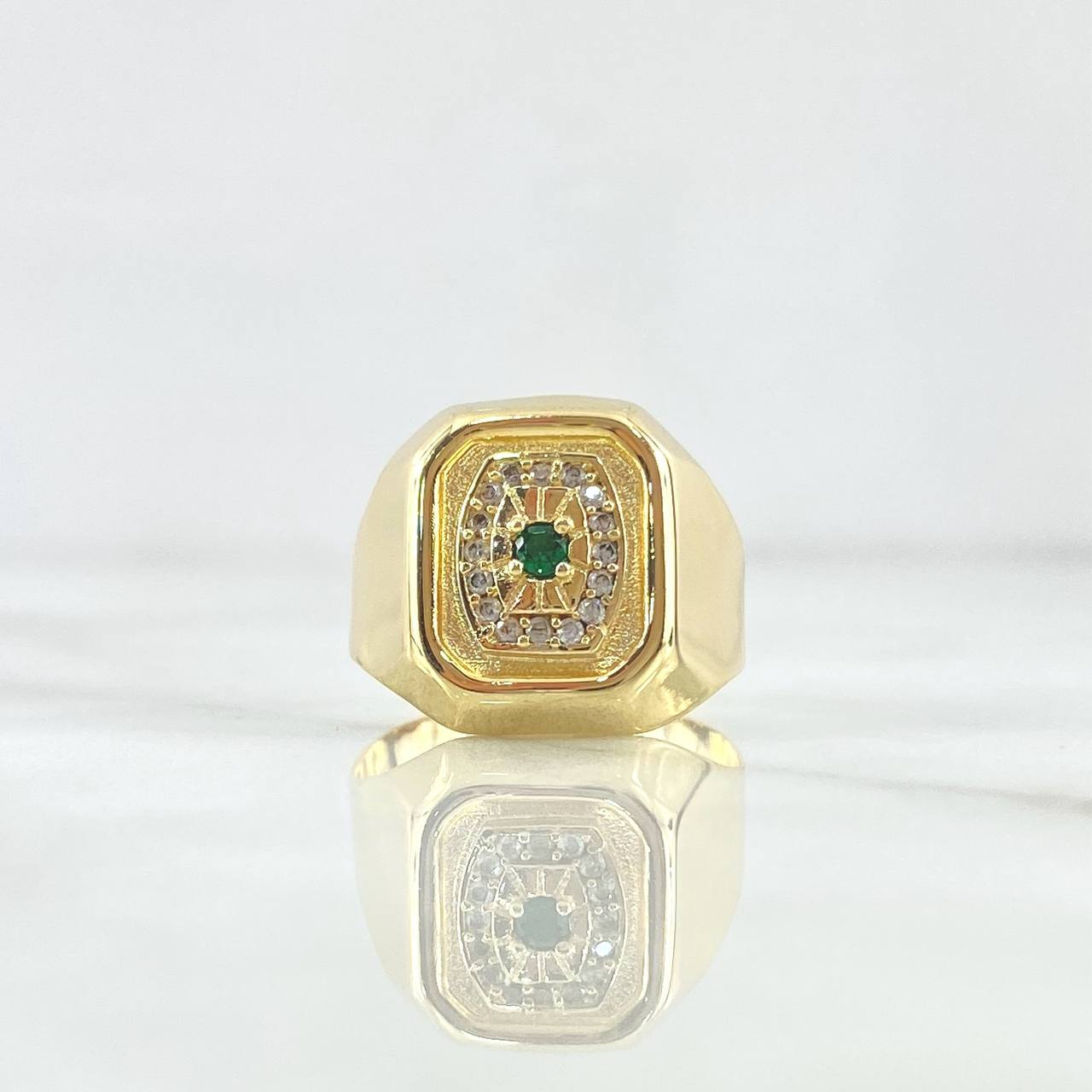Anillo Sello Cuadrado Floreado 3.9gr / T8 / Oro Amarillo 18K
