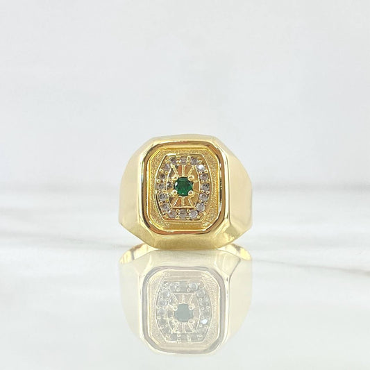 Anillo Sello Cuadro Floreado 3.95gr / T10 / Oro Amarillo 18K *