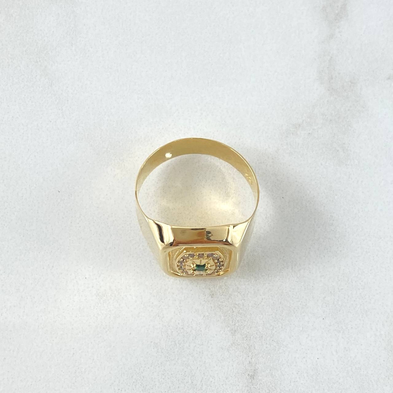Anillo Sello Cuadro Floreado 3.8gr / T9 1/2 / Oro Amarillo 18K *