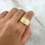 Anillo Medusa 4.6gr / T11 1/2 / Cuadro Texturizado Oro Amarillo 18K