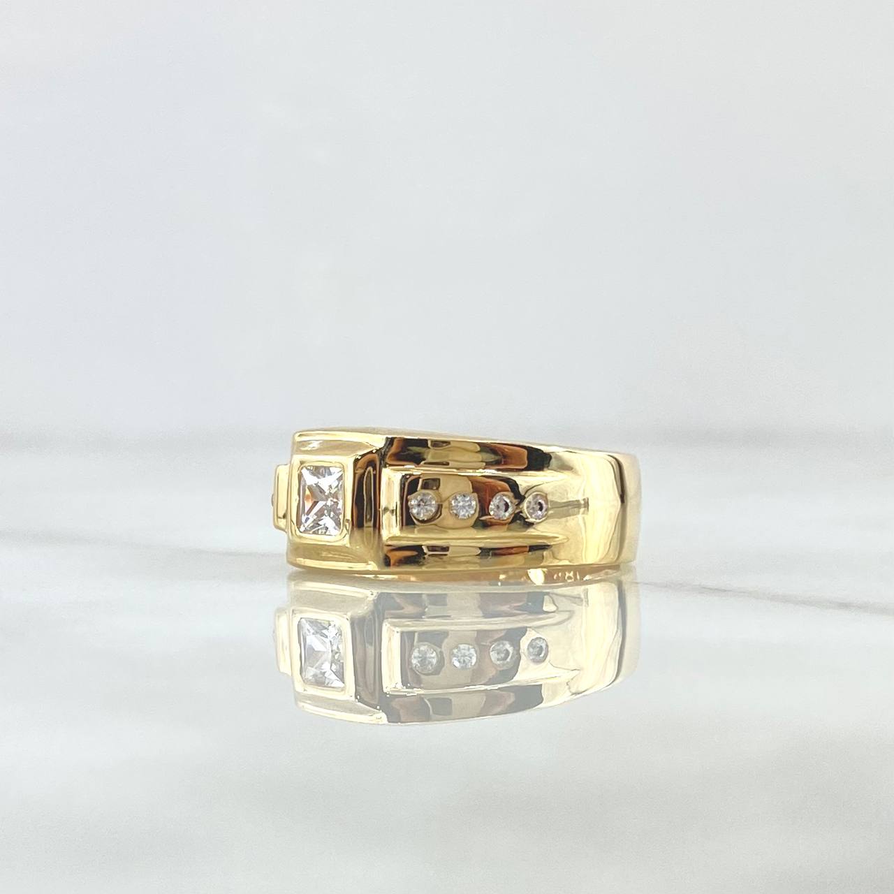 Anillo Cinturon Estela 3.8gr / T8 1/2 / Circones Blancos Oro Amarillo 18K