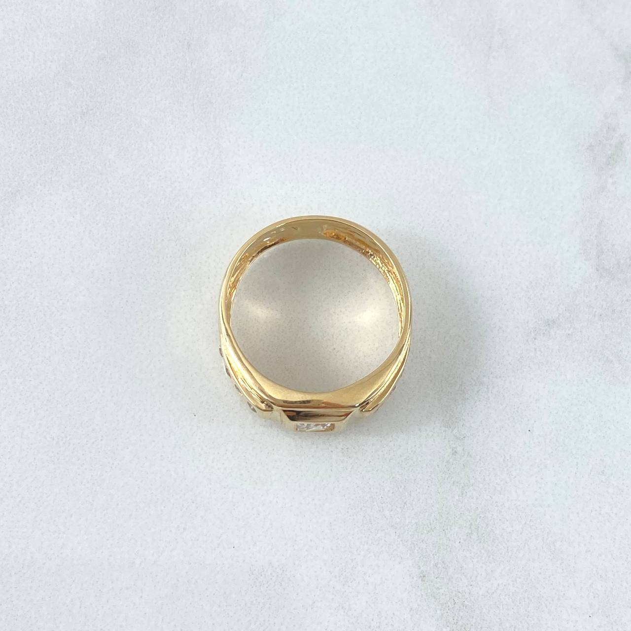 Anillo Cinturon Estela 3.8gr / T8 1/2 / Circones Blancos Oro Amarillo 18K