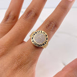 Anillo Circulo BV 5.6gr / T7 / Circones Blancos Oro Amarillo 18K &