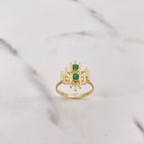 Anillo Lineas Verticales 3.25gr / T7 1/2 / Circones Verdes Oro Amarillo 18K &