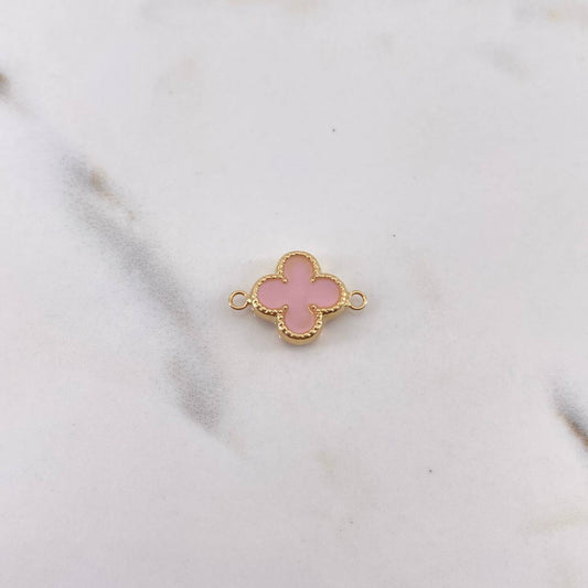 Herraje Trebol 0.9gr / 1.7cm / Electroestatico Rosado Oro Amarillo 18K &