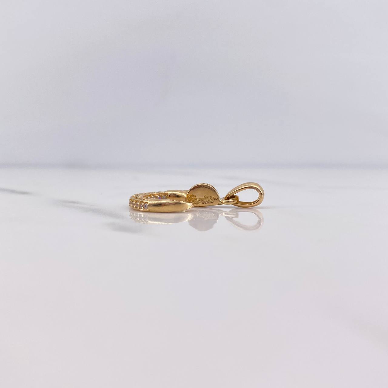 Dije Clavo 2.8gr / 2.7cm / Circones Blancos Oro Amarillo 18K