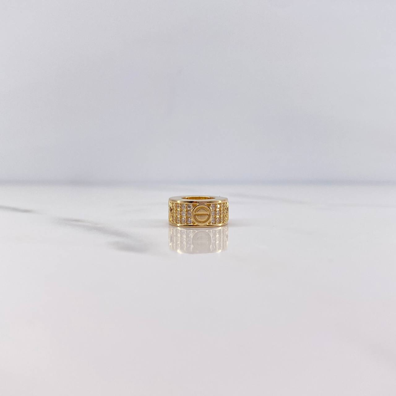 Dije Aro Tornillo 2.9gr / 1.2cm / Circones Blancos Oro Amarillo 18K &