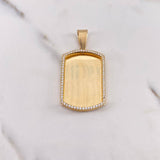 Dije Placa Rectangular 10.65gr / 4.6cm-3.3*2.4cm / Circones Blancos Oro Amarillo 18K &