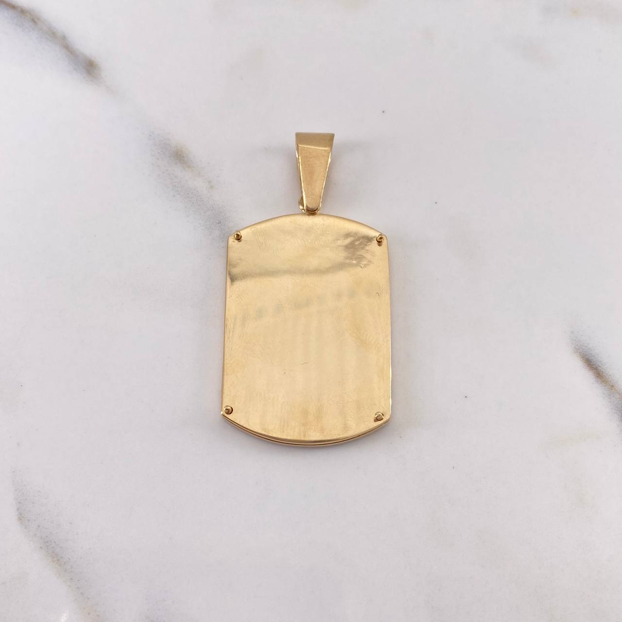 Dije Placa Rectangular 10.65gr / 4.6cm-3.3*2.4cm / Circones Blancos Oro Amarillo 18K &