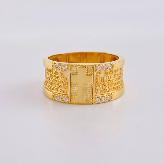 Anillo Cruz Padre Nuestro 7.4g / T7 1/4 Oro Amarillo 18K
