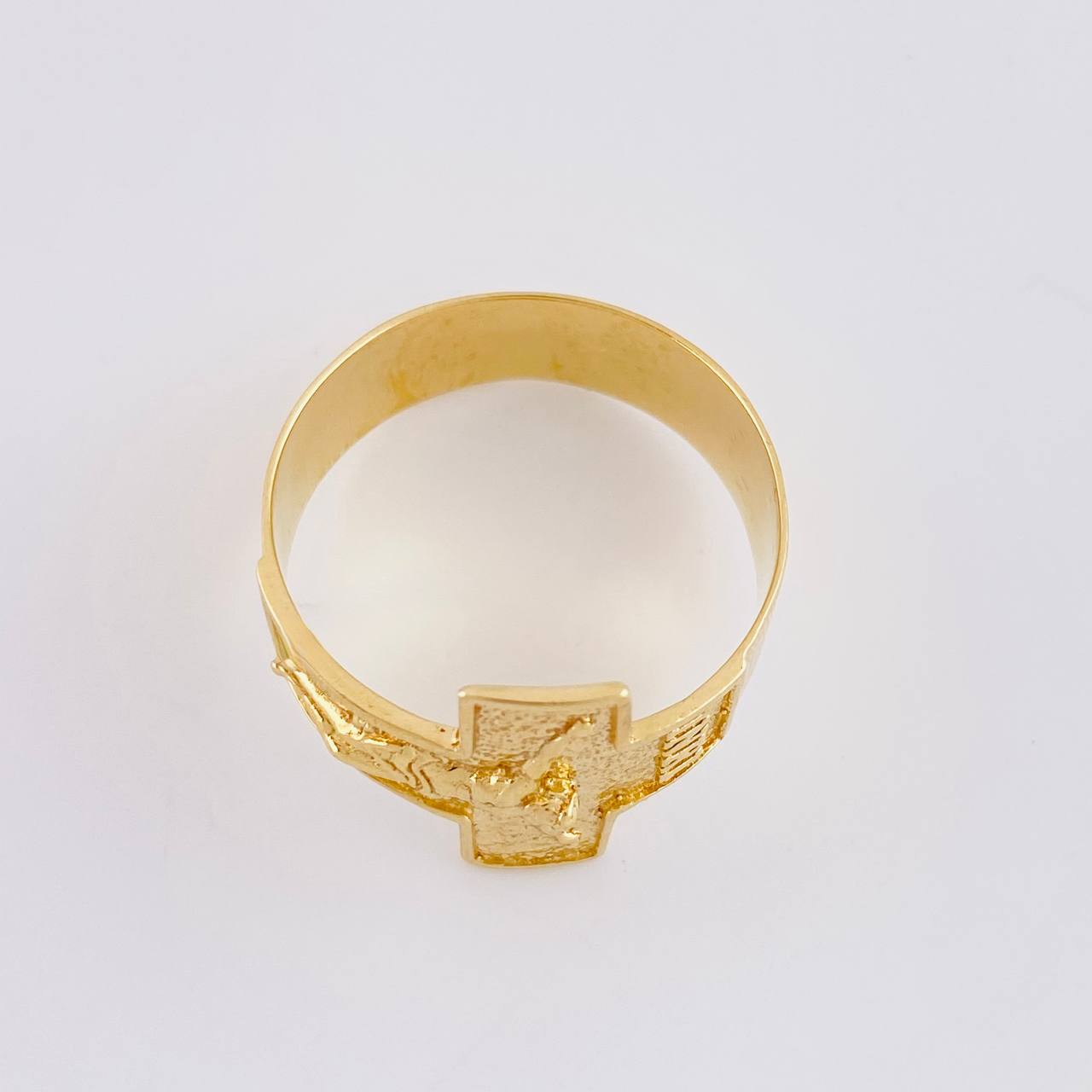 Anillo Cruz Cristo 4.1g / T7 3/4 Oro Amarillo 18K