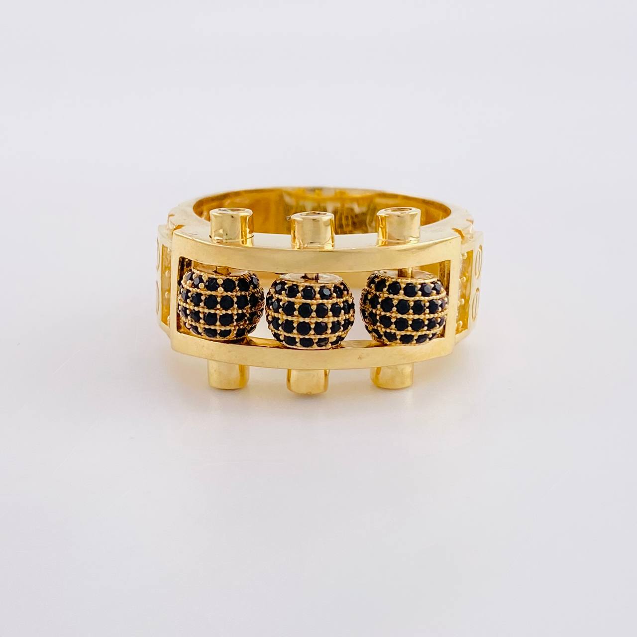 Anillo Trio Bolas de Fuego 13.85g / T9 Oro Amarillo 18K