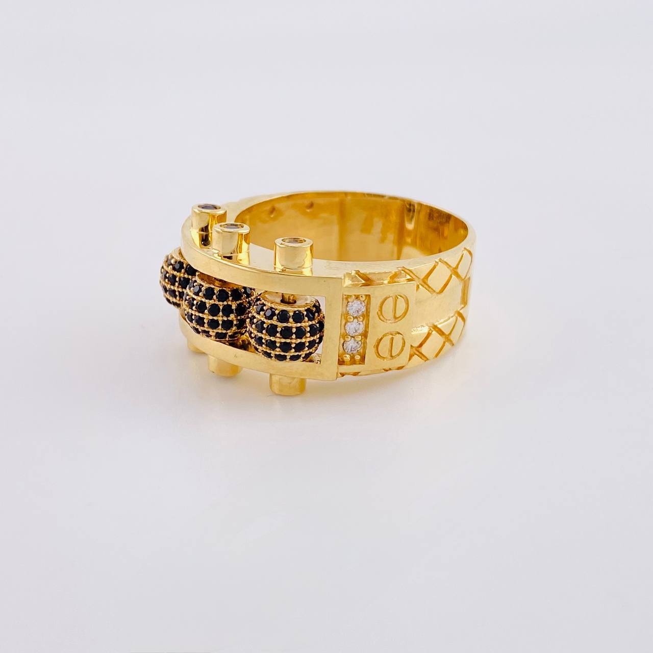 Anillo Trio Bolas de Fuego 13.85g / T9 Oro Amarillo 18K