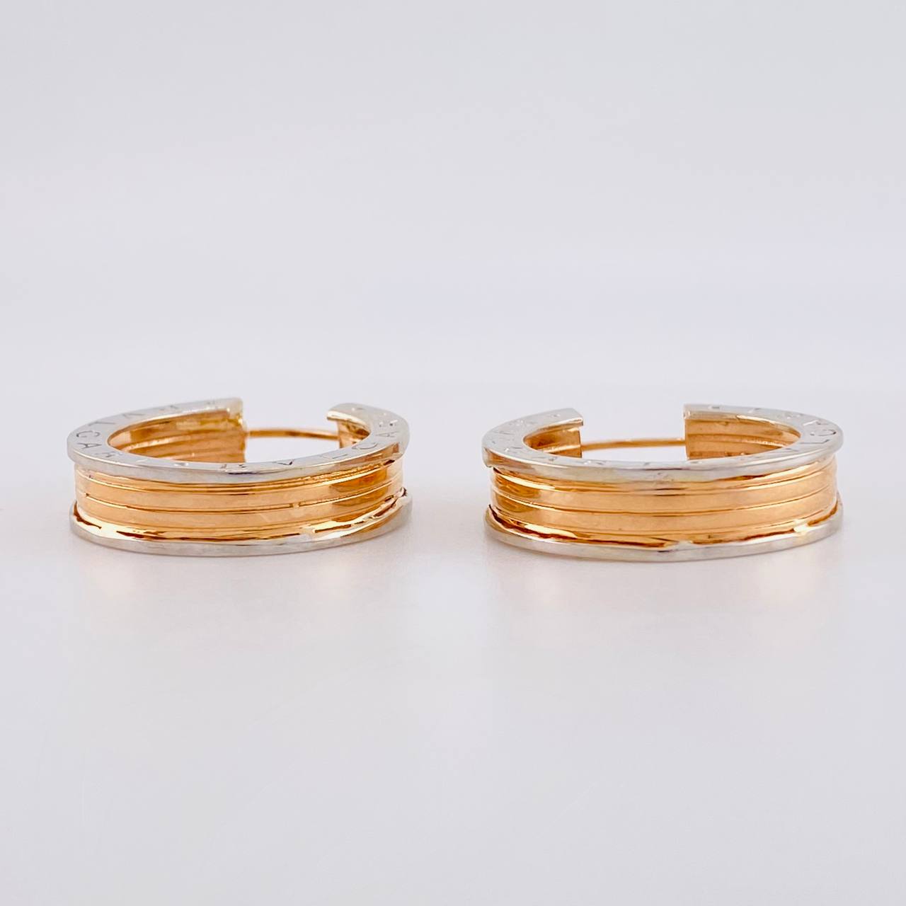 Candongas Rustica  8.6g / 2.2cm Dos Oros Blanco Rosa 18K