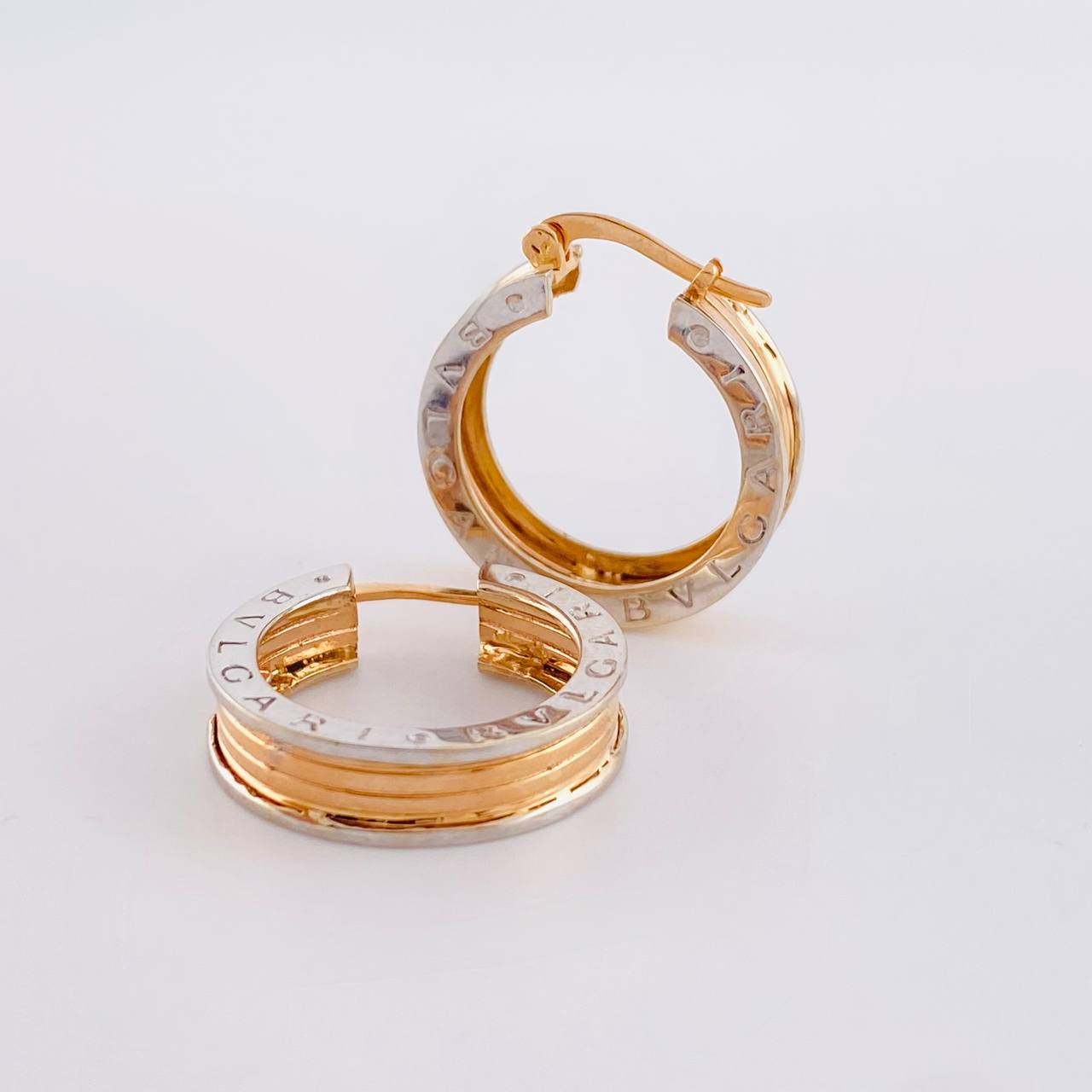 Candongas Rustica  8.6g / 2.2cm Dos Oros Blanco Rosa 18K