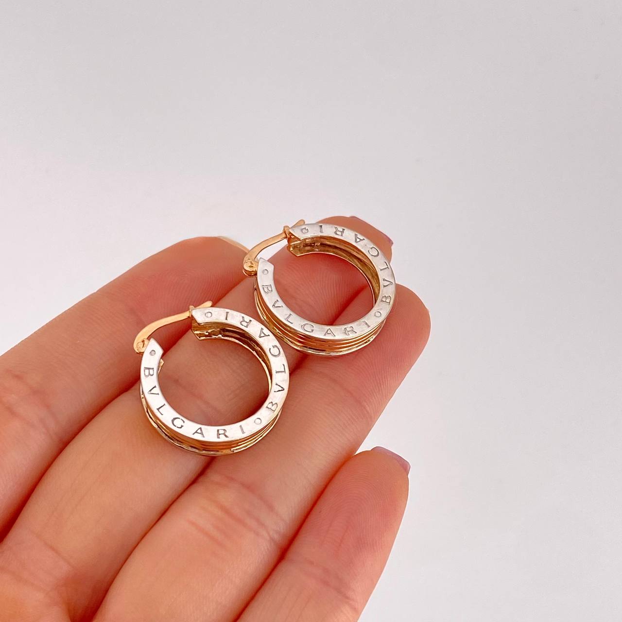 Candongas Rustica  8.6g / 2.2cm Dos Oros Blanco Rosa 18K