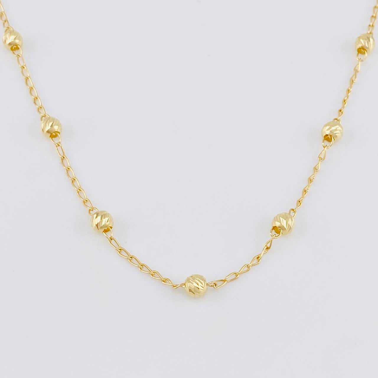 Cadena Tipo Militar Diamantada 4.45g / 46cm / 1.3mm Oro Amarillo 18K
