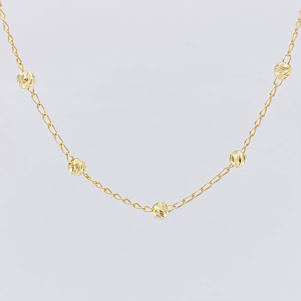 Cadena Tipo Militar Diamantada 4.45g / 46cm / 1.3mm Oro Amarillo 18K