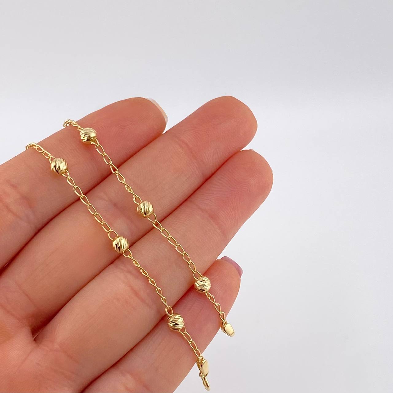 Cadena Tipo Militar Diamantada 4.45g / 46cm / 1.3mm Oro Amarillo 18K