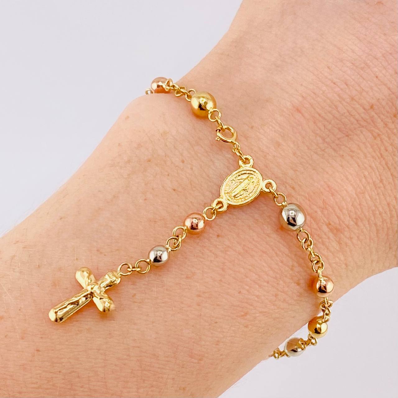 Pulso Denario Virgen Milagrosa 3.5 g / 17.2 cm / 4 mm Tres Oros 18K