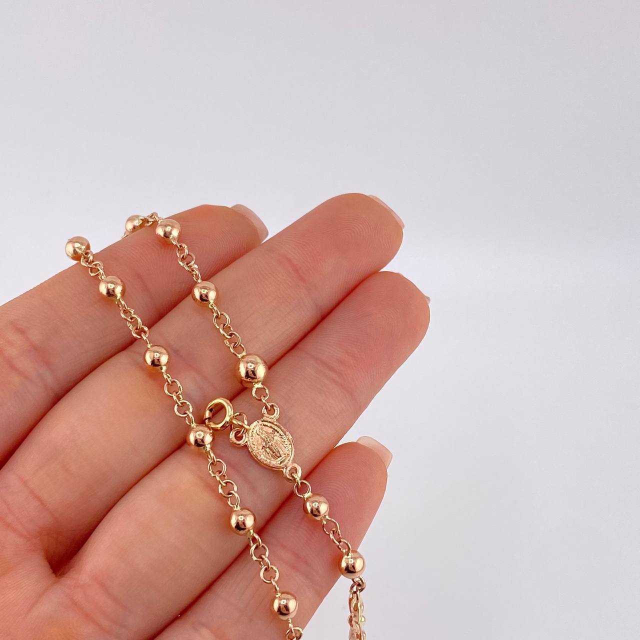 Pulso Denario Virgen Milagrosa 3.85 g / 19.2 cm / 4 mm Oro Rosa 18K