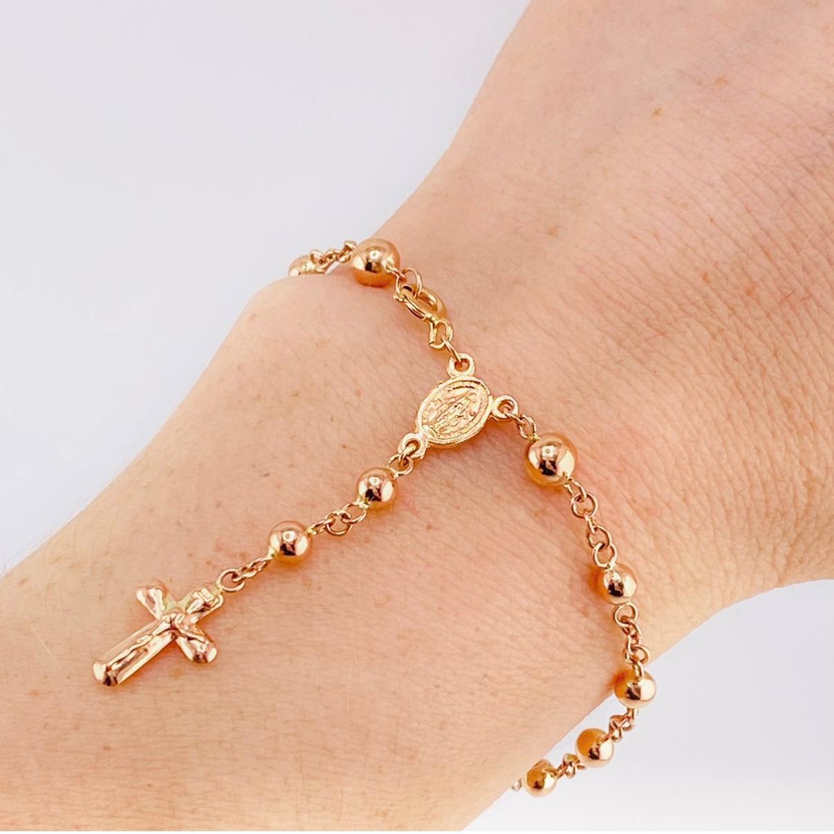 Pulso Denario Virgen Milagrosa 3.85 g / 19.2 cm / 4 mm Oro Rosa 18K