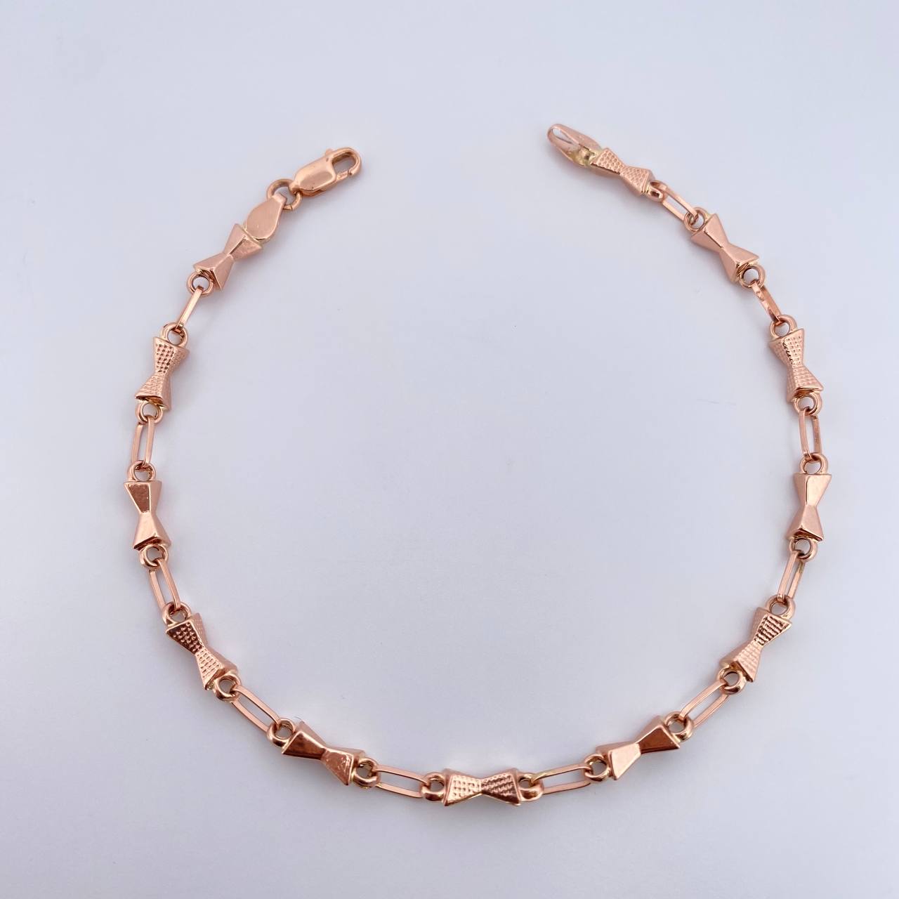 Pulso Rustico Reloj De Arena 3.85gr / 21.2cm / 2.5mm Punteado Oro Rosa 18K &