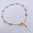 Pulso Denario Virgen Milagrosa 2.7gr / 19.5cm / 4mm Bolas Diamantadas Tres Oros 18K &