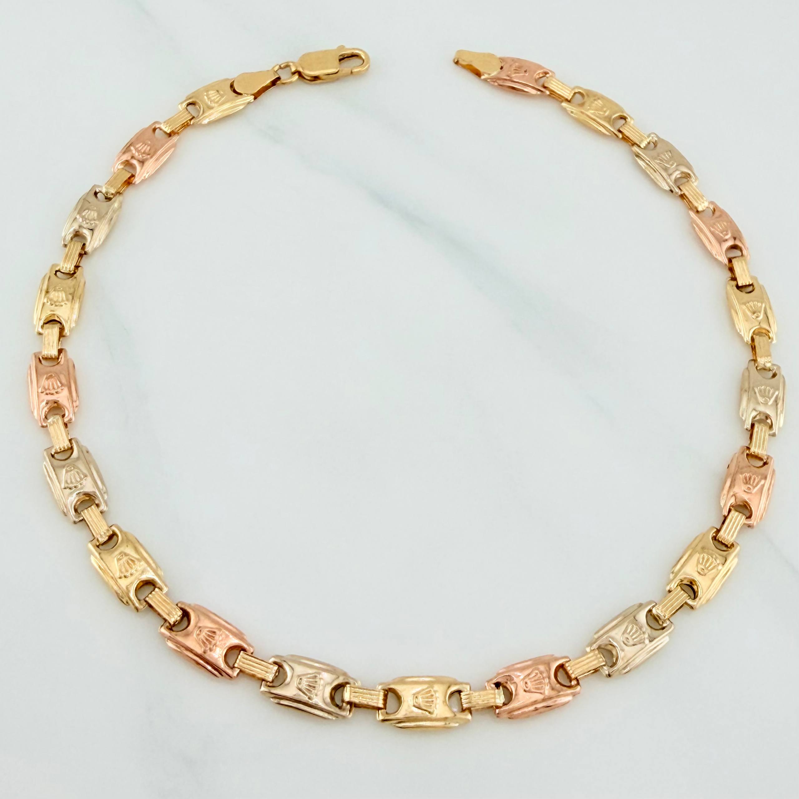 Tobillera Rustica Corona 7.25 g / 27 cm / 5.7 mm Tres Oros 18K