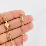Cadena Denario Virgen Cruz 3.85g / 45cm / 2.4mm Tres Oros 18K