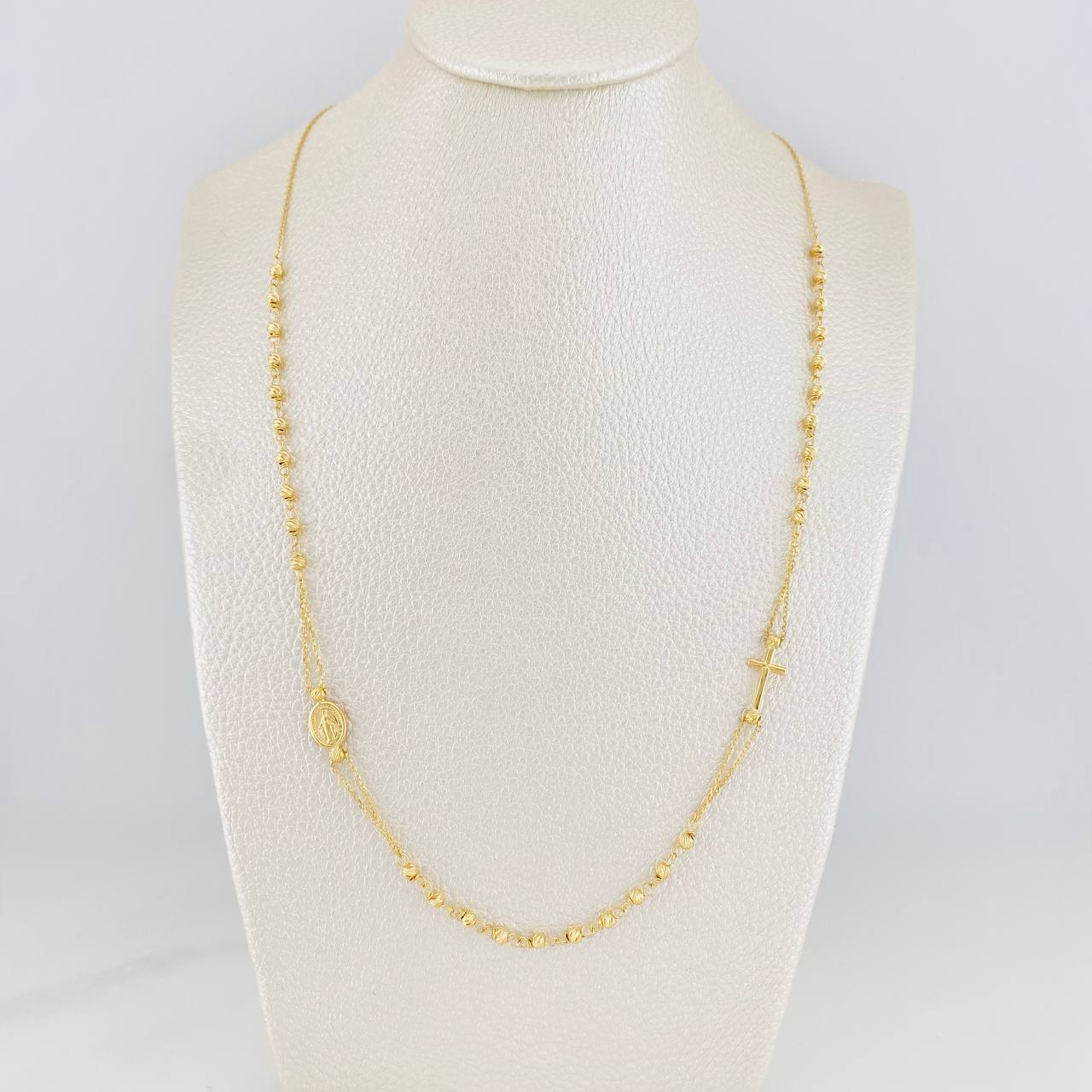 Cadena Denario Virgen Cruz 3.85g / 45cm / 2.4mm Oro Amarillo 18K