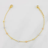 Pulso Modulable Militar Bolas Diamantadas 2.75g / 17.3cm - 19cm / 3mm Tres Oros 18K