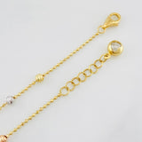 Pulso Modulable Militar Bolas Diamantadas 2.75g / 17.3cm - 19cm / 3mm Tres Oros 18K