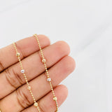 Pulso Modulable Militar Bolas Diamantadas 2.75g / 17.3cm - 19cm / 3mm Tres Oros 18K