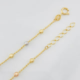 Pulso Modulable Militar Bolas Diamantadas 1.55g / 17.2cm - 19cm / 2.5mm Tres Oros 18K