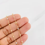 Pulso Modulable Militar Bolas Diamantadas 1.55g / 17.2cm - 19cm / 2.5mm Tres Oros 18K
