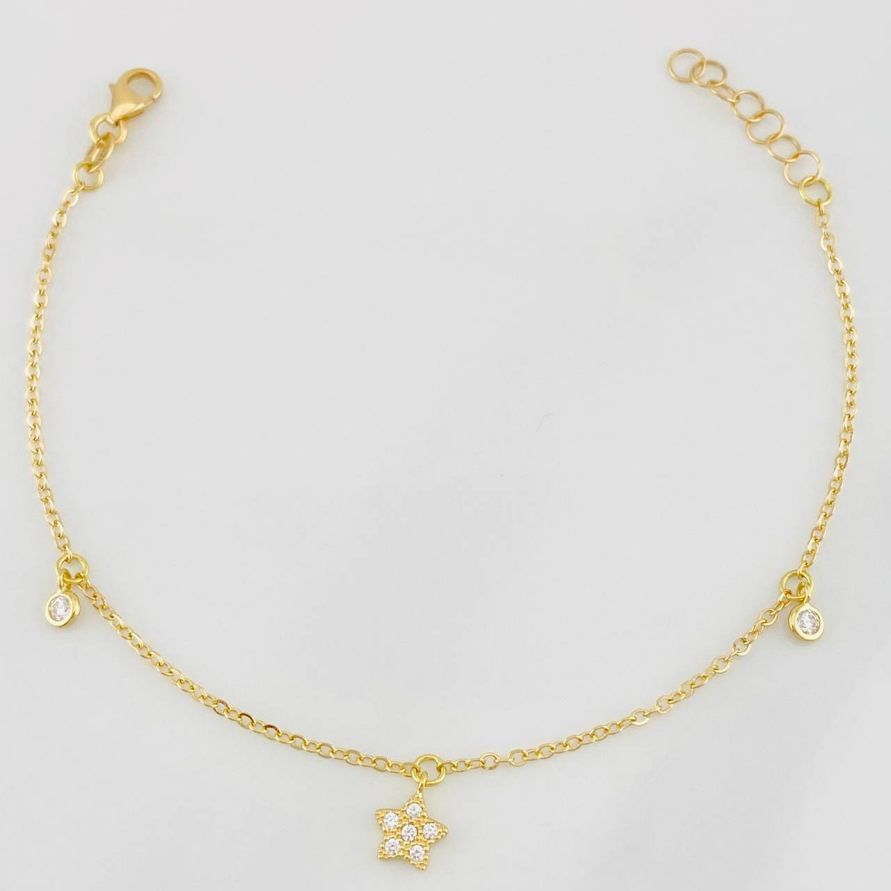 Pulso Modulable Aro Seguido Estrella 1.55g / 16.4cm - 18cm / 1.4mm Oro Amarillo 18K