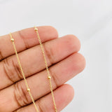 Tobillera Aro Seguido Bolas 1.3g / 22.5cm-24cm / 1mm Oro Amarillo 18K