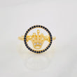 Anillo Corona 3.8g / T8 1/4 Dos Oros Negro Amarillo 18K