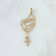 Dije Rosario Virgen Maria 1.1gr / 4.1cm / Circones Blancos Oro Amarillo 18K