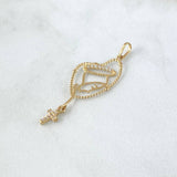 Dije Rosario Virgen Maria 1.1gr / 4.1cm / Circones Blancos Oro Amarillo 18K